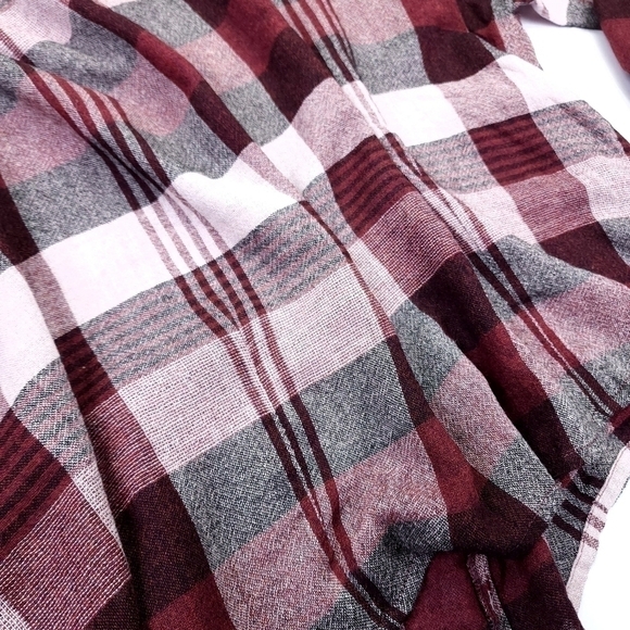 🔴 New Madewell Red Grey White Plaid Top Sz XL - Picture 4 of 8